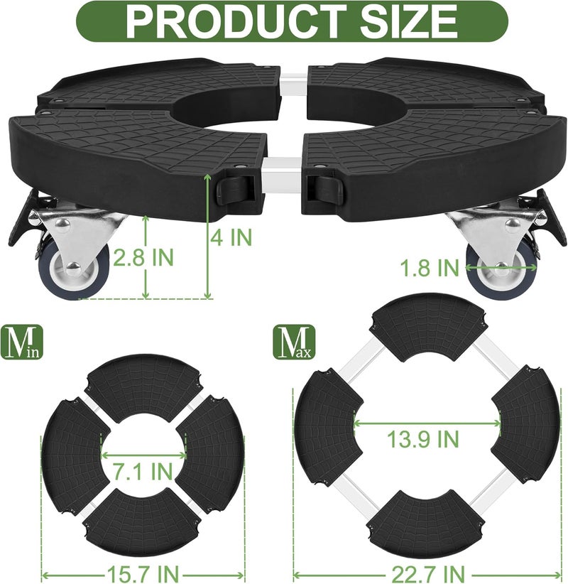 ToLanbbt 2 Pack Plant Caddy Stands with 360° Wheels Adjustable 15-22 Inch Rolling Plant Stands Heavy Duty Large Plant Carts Dolly with Casters 440lbs Capacity for Large Planter, Garden Pot, Flower Pot, Black - Image 2